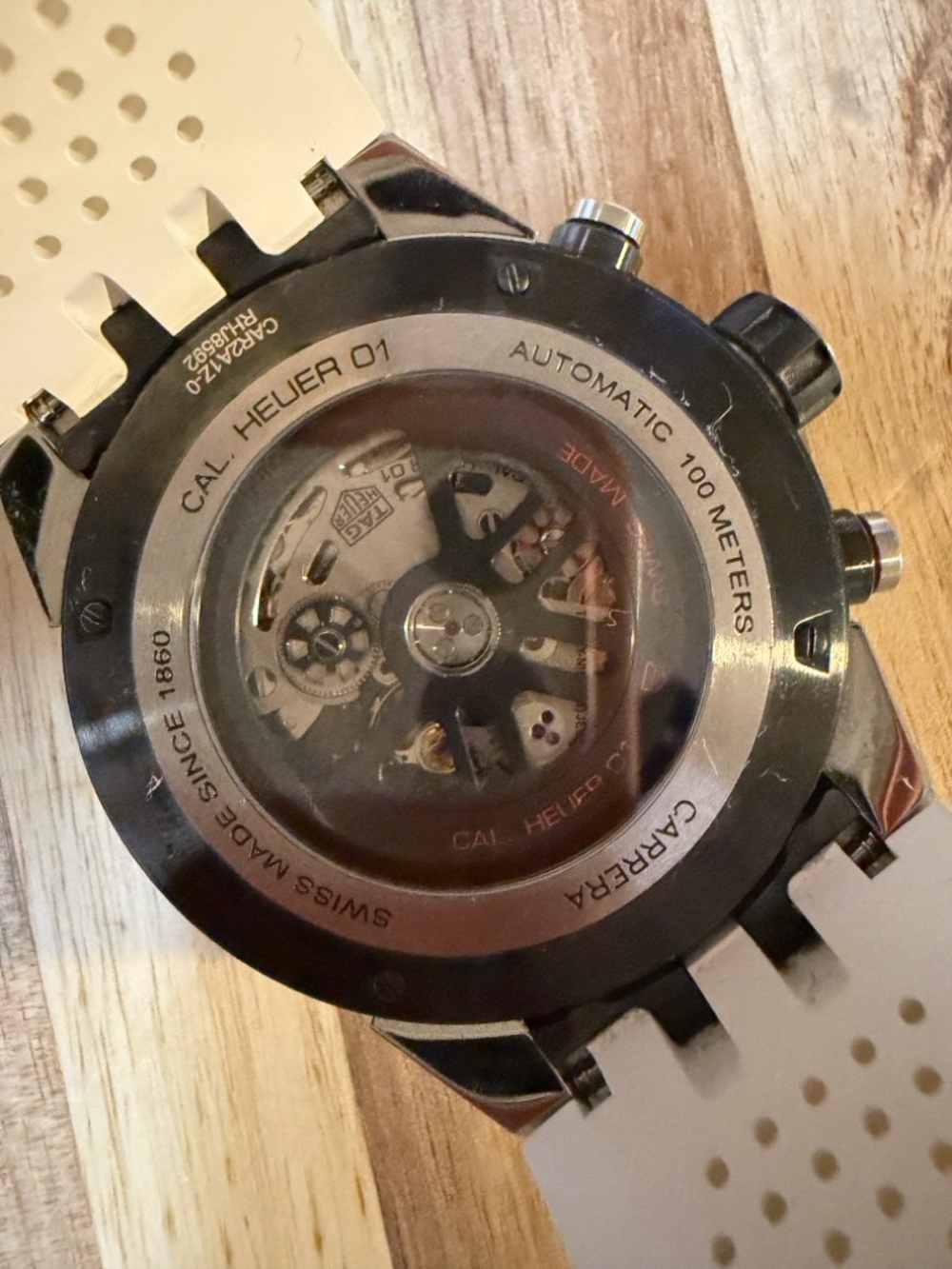 Tag Heuer Skeleton Chronograph Watch - Black, Silver & Red Accents - Picture 9 of 10
